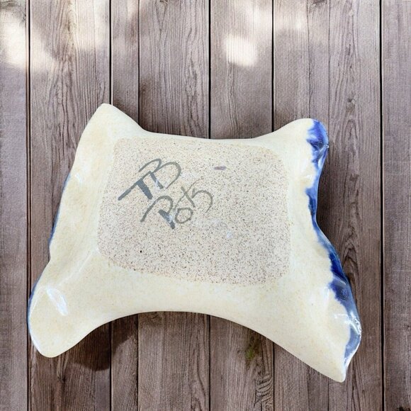 TB Pots Pottery Flower Frog Holder Hand Painted Made In Maine Stoneware Vintage - Picture 2 of 15